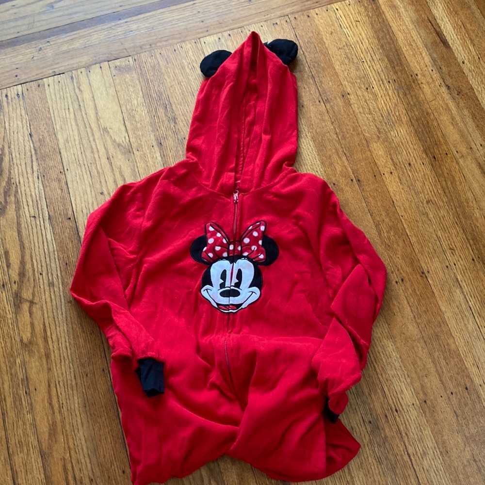 Disney Minnie Mouse Zip Up Long Sleeved PJs Sz M